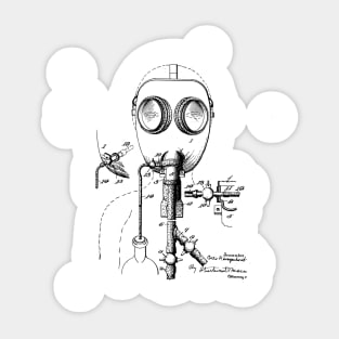 MASK VINTAGE PATENT DRAWING Sticker